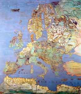 「サラデルマッパモンド（世界地図のホール）c.1574-75からの16世紀ヨーロッパの地図